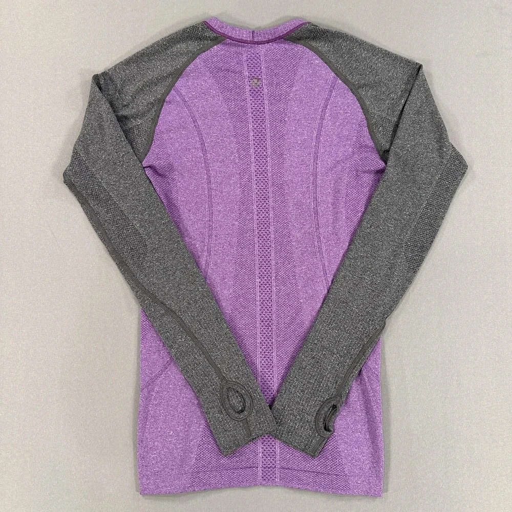 Lululemon Shirt Womens 4 Purple Gray Swiftly Tech Long Sleeve Athletic Thumbhole